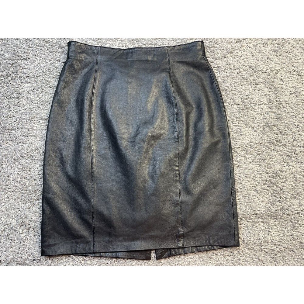 EVAN DAVIES WOMEN's BLACK GENUINE REAL LEATHER LINED SKIRT SIZE‎ 12.